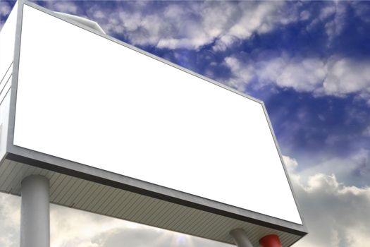 Blank Billboard Display ready for commercial use with clouds