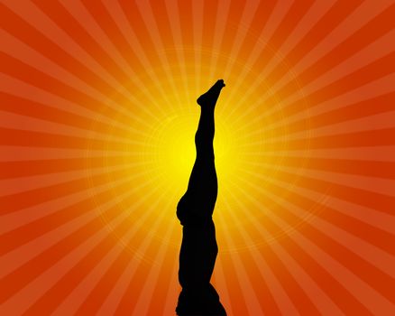 Yoga Pole Position in a starburst spiral high resolution background