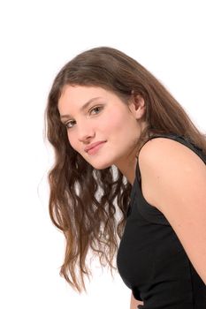 Beautiful natural teenager on white background