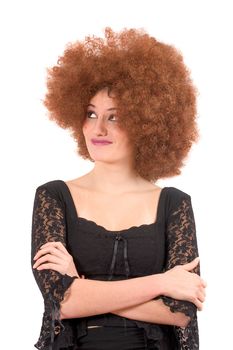 Teenager having fun with a wig