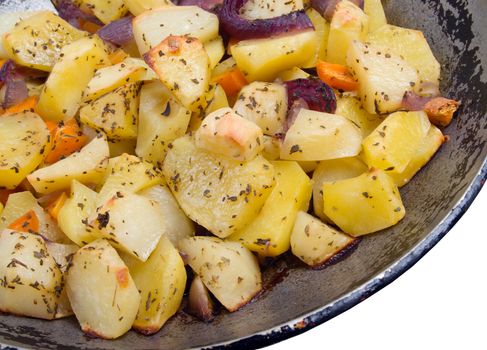 Roasted potatoes the pan,Close-up 