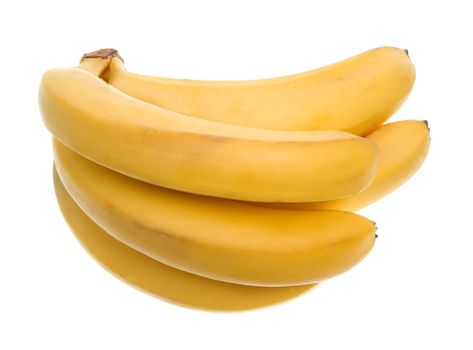 close up of a bunch of bananas.Object on a white background