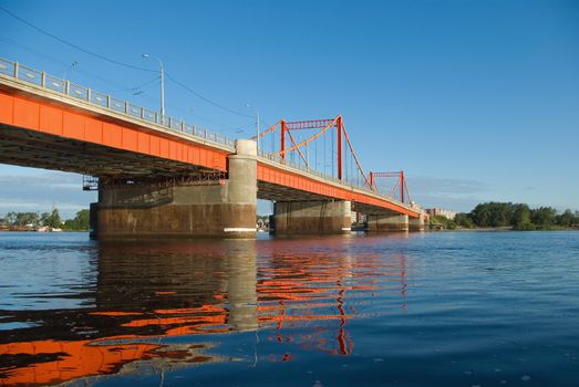 Will Get up sun,reflection of the bridge in river,early morning