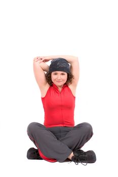 Woman stretching her triceps
