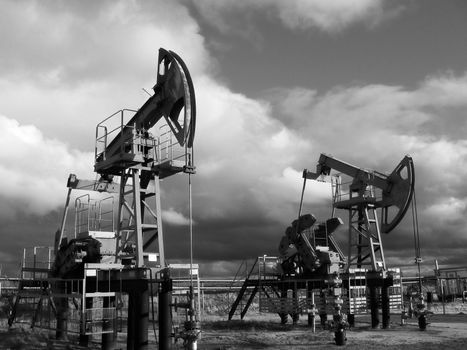 Clouds and pumps. West Siberia.