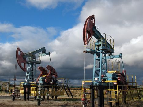 Clouds and pumps. West Siberia.