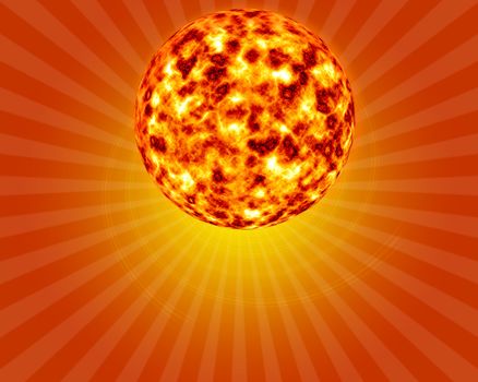 3D sun in a starburst high resolution digital image