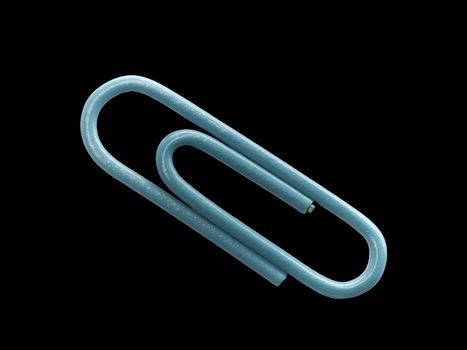 Blue Paperclip on a black background