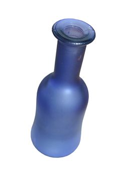blue glass bottle isolated over white