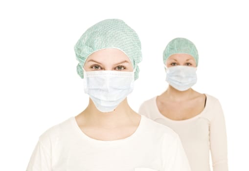 Two Female nurses isolated on white background