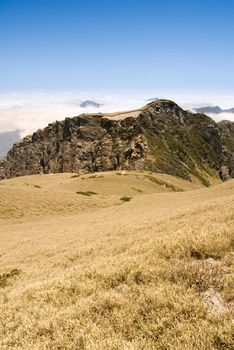 It is the beautiful grassland with mountain.