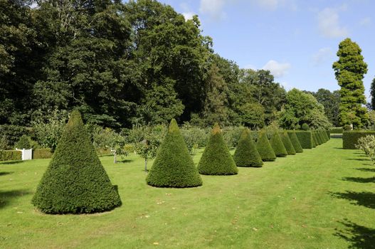 Formal gardens at Erddig Hall in Wrexham Wales UK