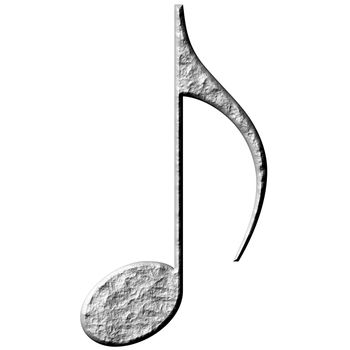 3d stone eighth note isolated in white