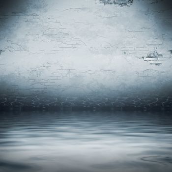 An image of a dark cellar under water