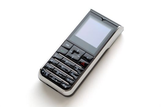 A modern mobile phone with white background