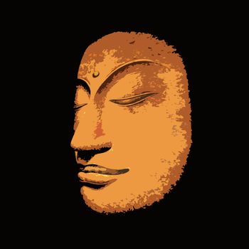 Illustration of a Buddha statue's face