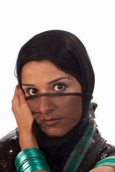 Middle eastern woman dressed in traditional sari