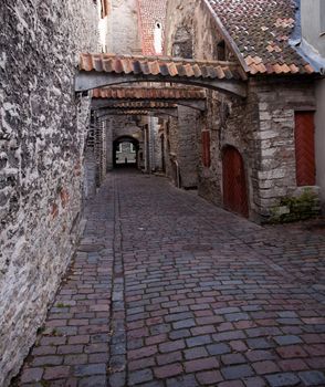 Old Tallinn houses in Katarina street taken in HDR to better show the details in the walls and cobbles