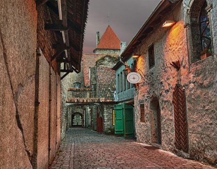 Old Tallinn houses in Katarina street taken in HDR to better show the details in the walls and cobbles