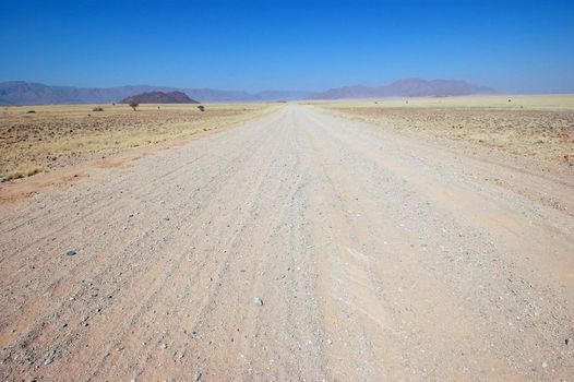 On the road - gravel road - Namibia