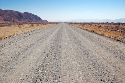 On the road - gravel road - Namibia