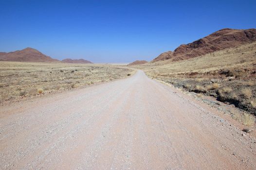 On the road - gravel road - Namibia