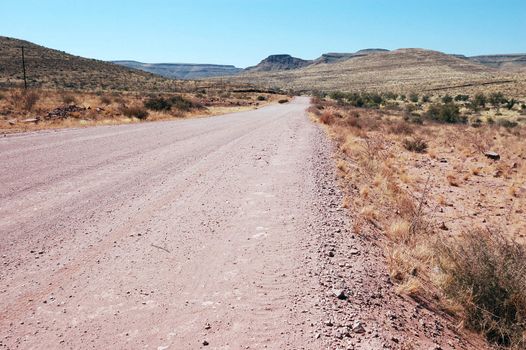 On the road - gravel road - Namibia