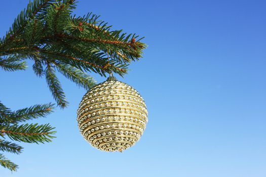 christmas bauble on christmas tree