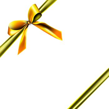 A golden ribbon with a knot isolated on white