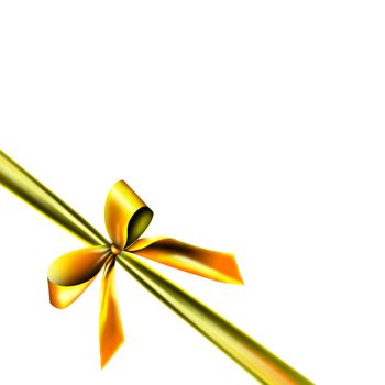 A golden ribbon with a knot isolated on white