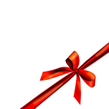 A red ribbon with a knot isolated on white