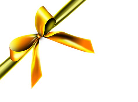 A golden ribbon with a knot isolated on white