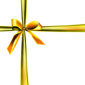 A golden ribbon with a knot isolated on white