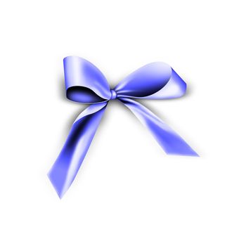 A blue ribbon with a knot isolated on white