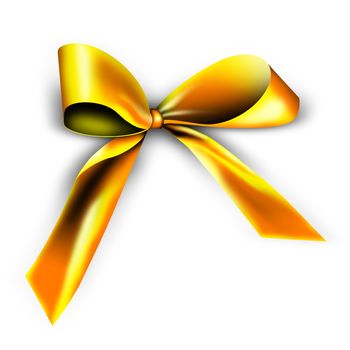 A golden ribbon with a knot isolated on white