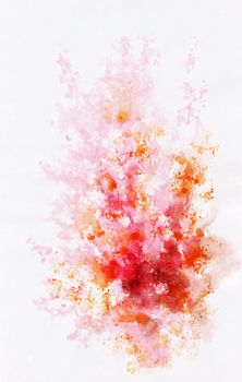 Abstract background, watercolor, beautiful hand painted on a paper. Pink, red, orange, violet