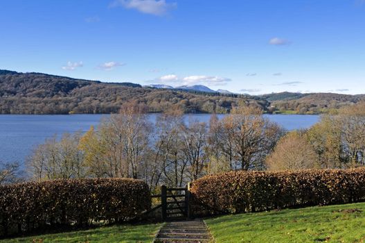 Lake Windermere in Lake District National Park Cumbria England