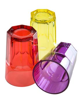 Three colored glases isolated. Clipping path