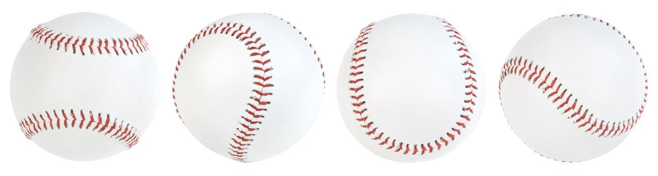Four baseball ball isolated. Clipping paths