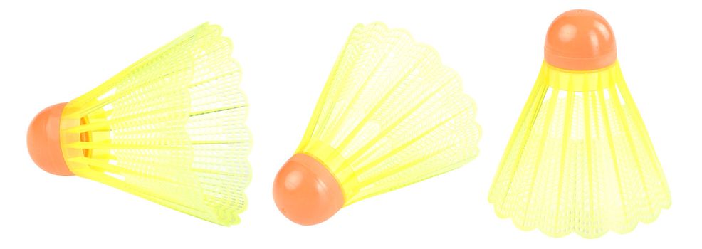 Three badminton shuttlecoc isolated. Clipping path