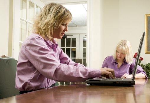 women on a business team using a laptop