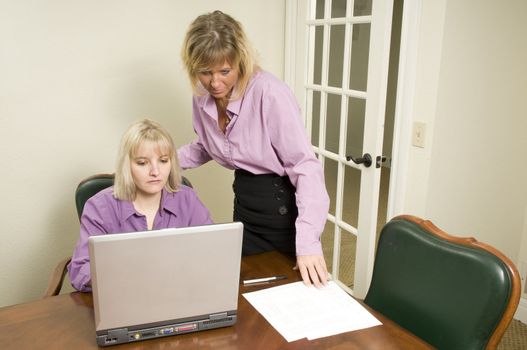 women with a laptop working as a team