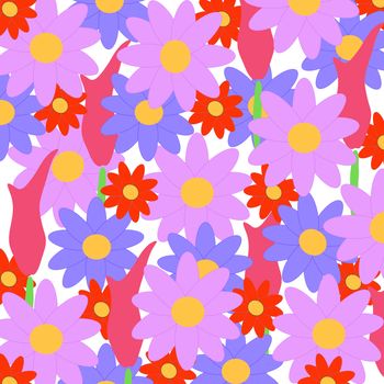 Background made of different kinds of colorful flowers. 