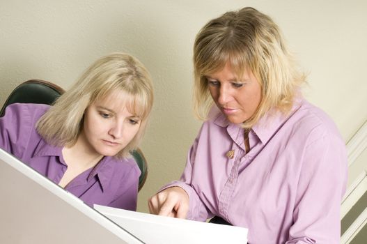 women using a laptop as a team or in a meeting