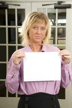 Woman with blank page