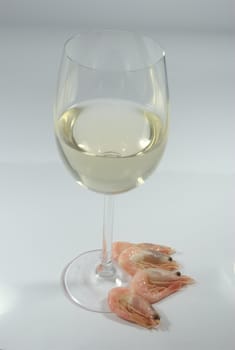 White wine with prawns