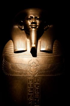 Egyptian sarcophagus on black, useful for concepts linked to death