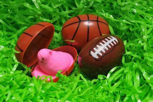 gren easter grass and sports eggs