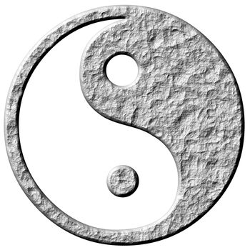 3d stone tao symbol isolated in white