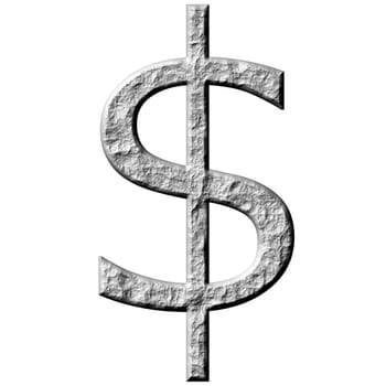 3d stone dollar symbol isolated in white